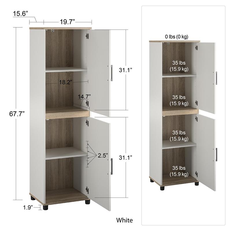 SystemBuild Whitmore 2 Door Kitchen Pantry Cabinet in White