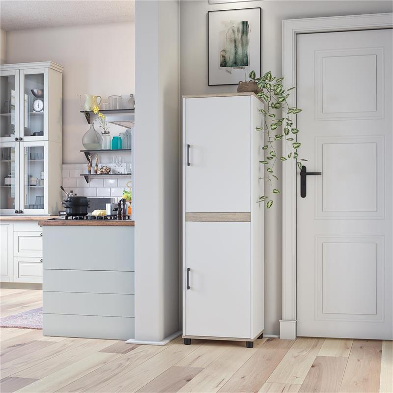 SystemBuild Whitmore 2 Door Kitchen Pantry Cabinet in White