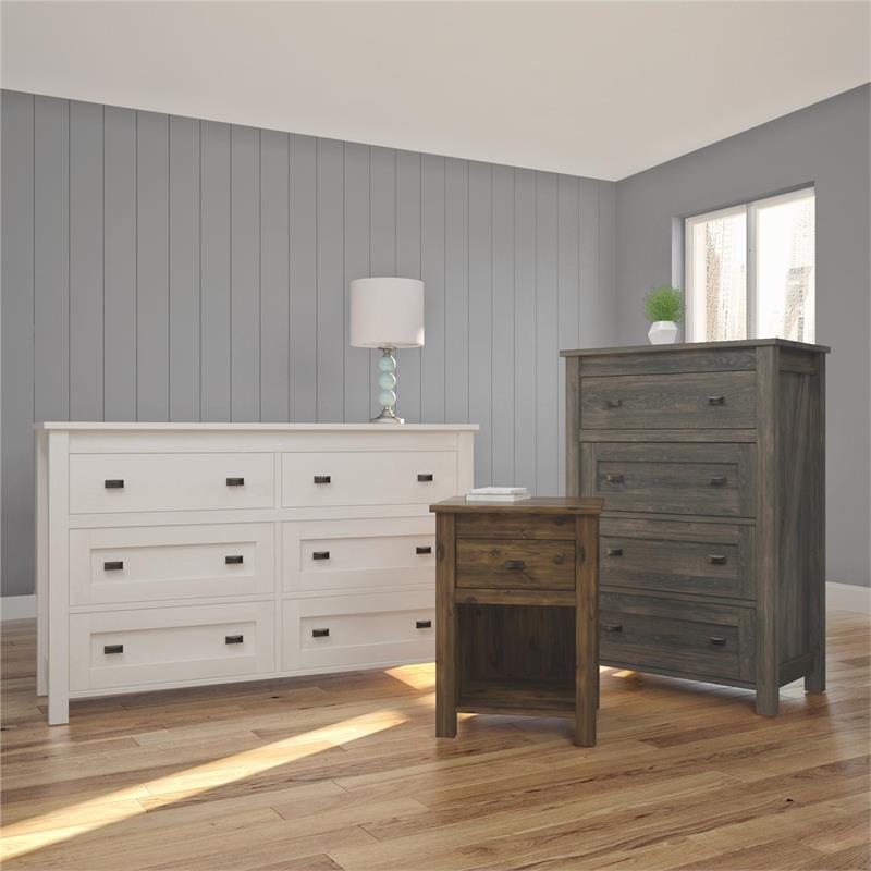 Ameriwood Home Farmington 4 Drawer Dresser in Weathered Oak