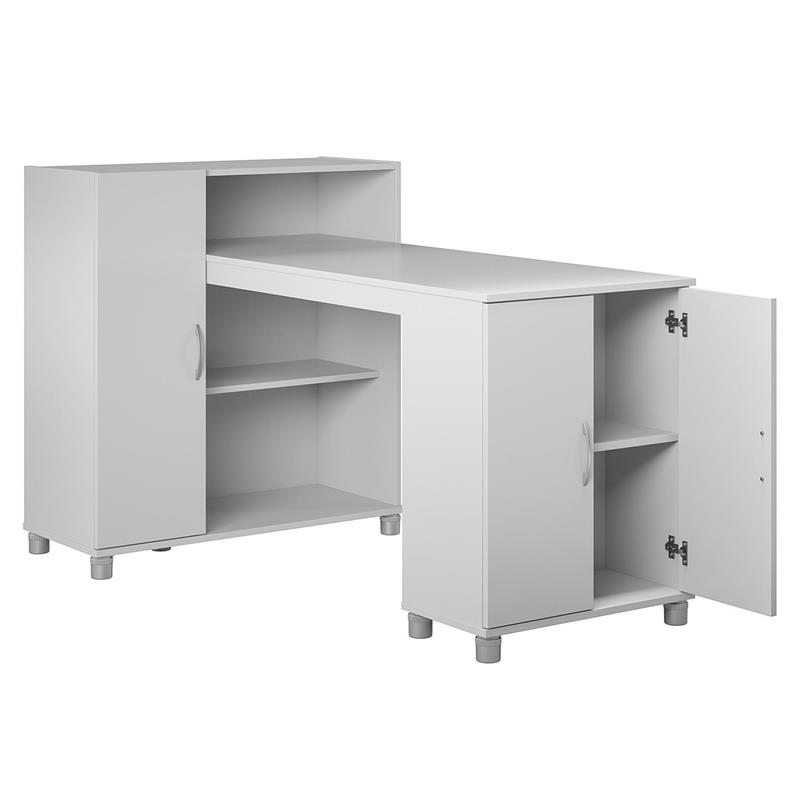 SystemBuild Evolution Lory Hobby and Craft Desk with Storage Cabinet in Gray