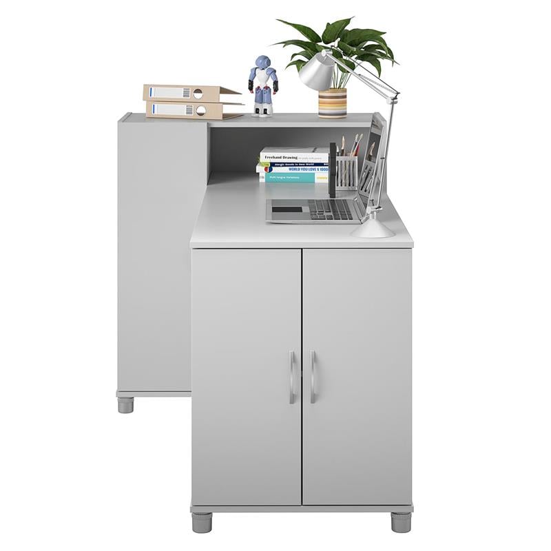 SystemBuild Evolution Lory Hobby and Craft Desk with Storage Cabinet in Gray