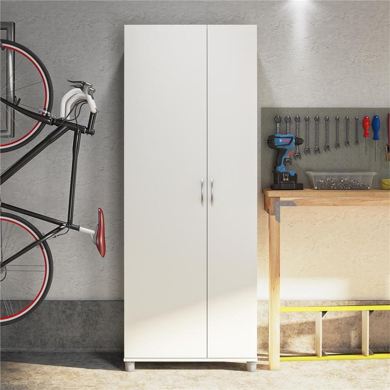 Systembuild Lory Tall Asymmetrical Storage Cabinet in White