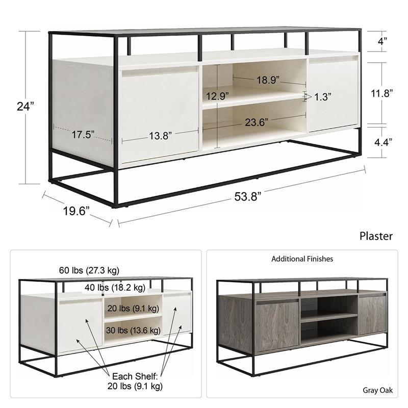 Ameriwood Home Camley Modern Media Console TV Stand for TVs up to 54