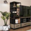 Ameriwood Home Structure Audio Pier in Sterling Oak Wood Veneer with Black Metal