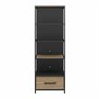 Ameriwood Home Structure Audio Pier in Sterling Oak Wood Veneer with Black Metal