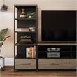 Ameriwood Home Structure Audio Pier in Sterling Oak Wood Veneer with Black Metal