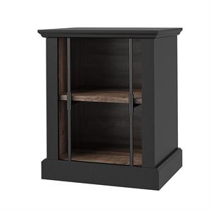 Ameriwood Home Hoffman Rustic End Table with 2 Open Shelves in Black and Walnut