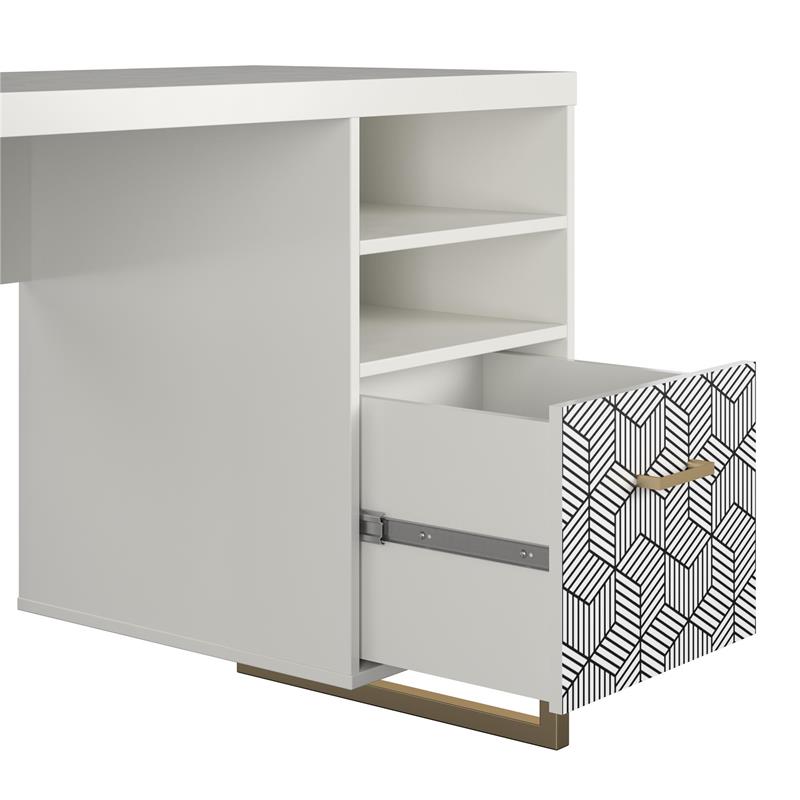 CosmoLiving by Cosmopolitan Scarlett Single Pedestal Desk in White