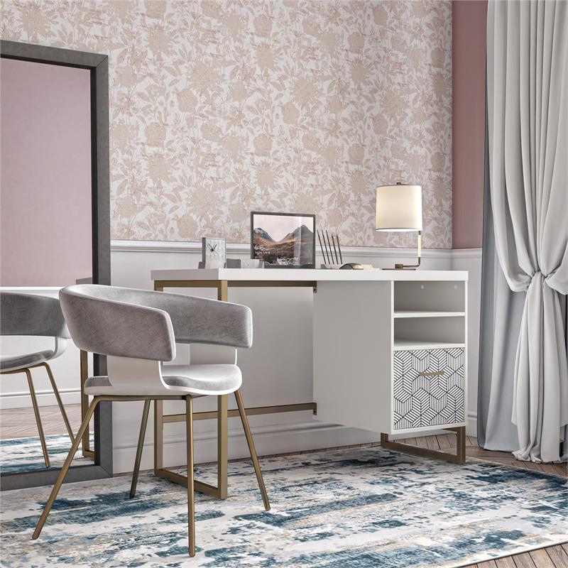 CosmoLiving by Cosmopolitan Scarlett Single Pedestal Desk in White