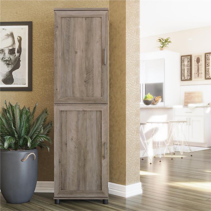 Systembuild Evolution Dwyer 2 Door Kitchen Pantry Cabinet in Gray Oak