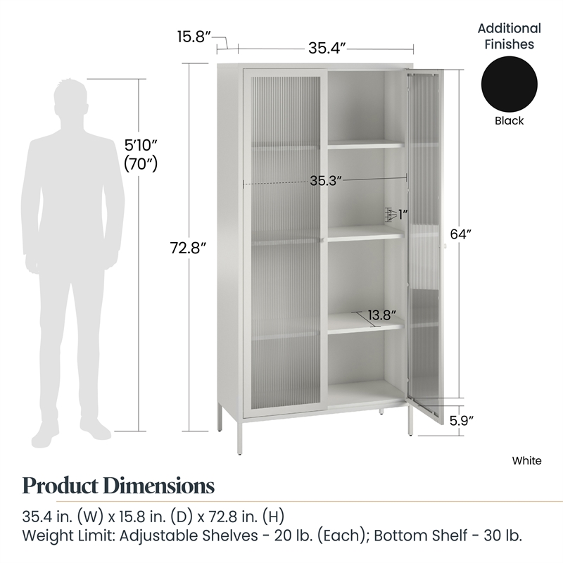 Systembuild Evolution Ashbury Heights Tall 2 Door Storage Cabinet in Black