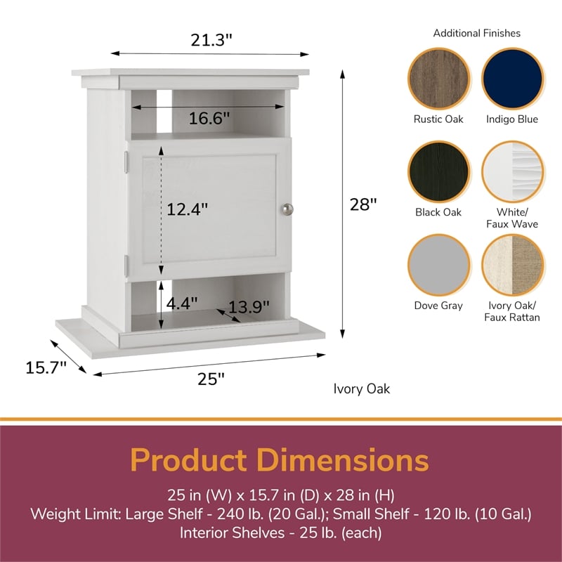 Flipper by Ollie & Hutch Flipper 10/20 Gallon Aquarium Stand in Ivory Oak