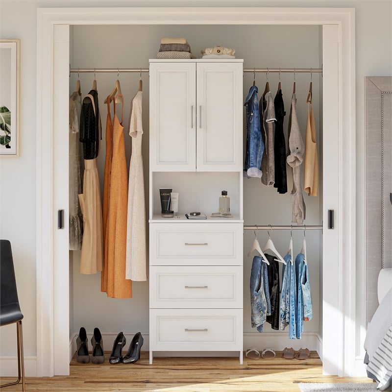 Systembuild Evolution Nevaeh Ridge 3 Drawer Closet Storage in White