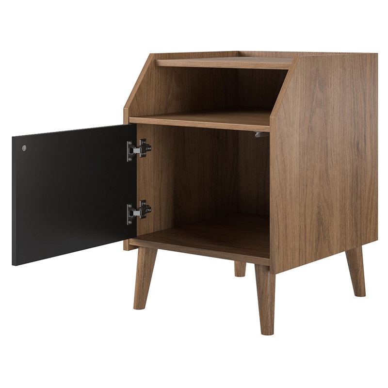 Novogratz Magnolia Laminated Engineered Wood End Table in Walnut/Black