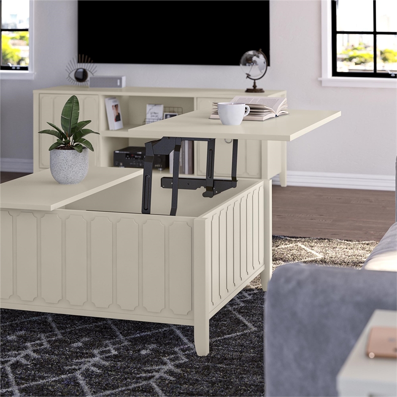 Novogratz Her Majesty Engineered Wood Lift-Top Coffee Table in White