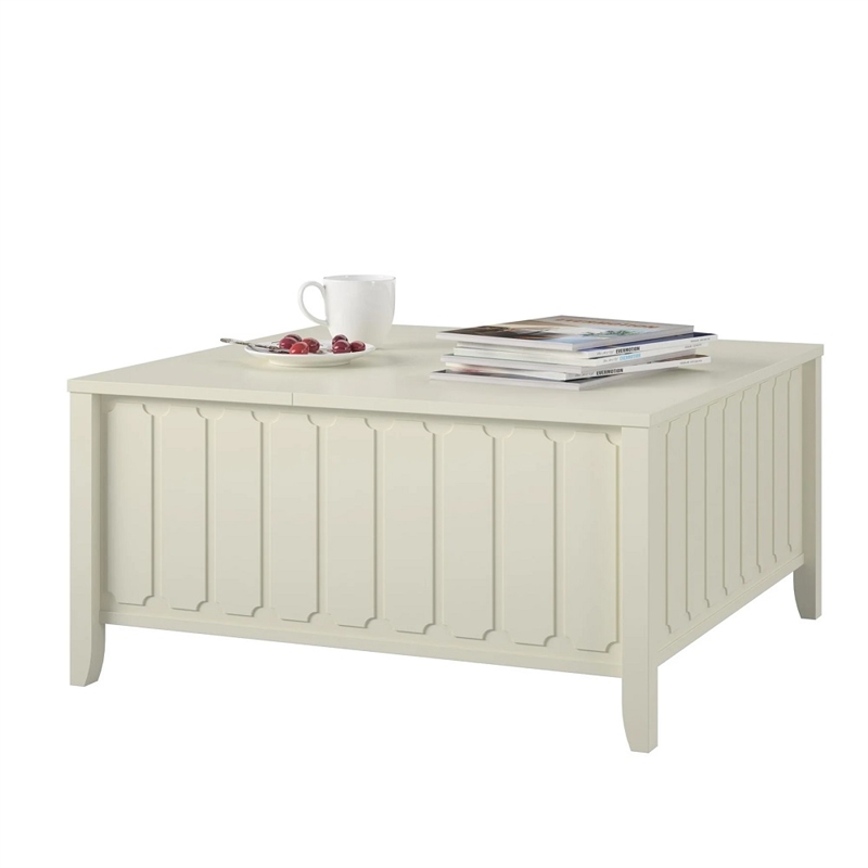 Novogratz Her Majesty Engineered Wood Lift-Top Coffee Table in White