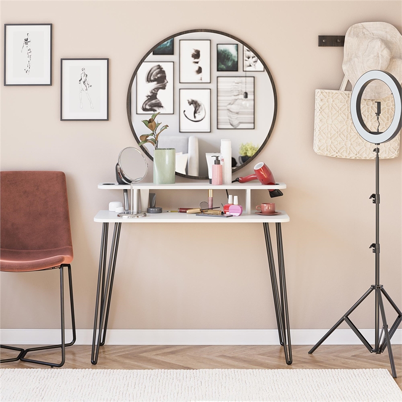 Novogratz Kimberly At Home Engineered Wood Vanity with Hairpin Legs in White