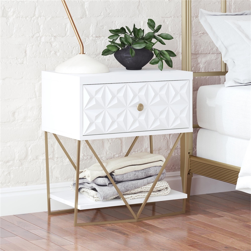 CosmoLiving by Cosmopolitan Blair Engineered Wood Accent Table in White