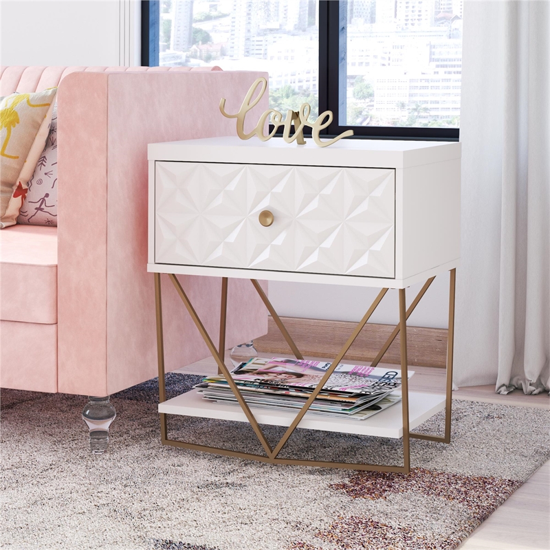 CosmoLiving by Cosmopolitan Blair Engineered Wood Accent Table in White