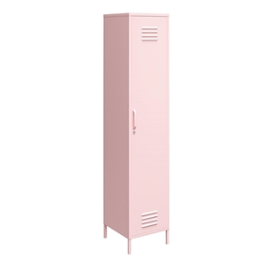 Novogratz Cache 1-Door Tall Metal Locker Style Storage Cabinet in Bashful Pink