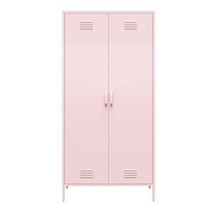 Novogratz Cache 2-Doors Tall Metal Locker Style Storage Cabinet in Bashful Pink