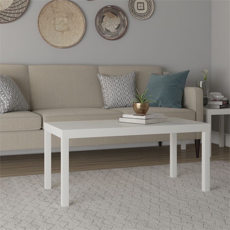 Ameriwood Home Jane PVC Laminated Hollow Core Coffee Table in White