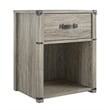 Little Seeds 1-Drawer Nightstand with Leather Drawer Pull in Gray Oak