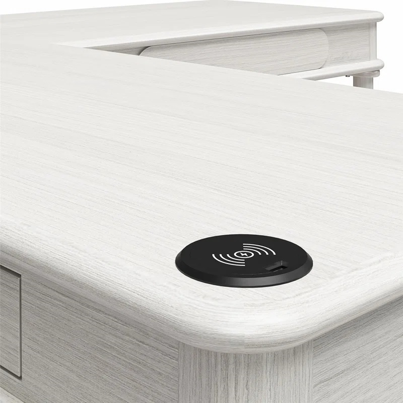 CosmoLiving by Cosmopolitan Selena Lift-Top L-Shape Computer Desk - Rustic White