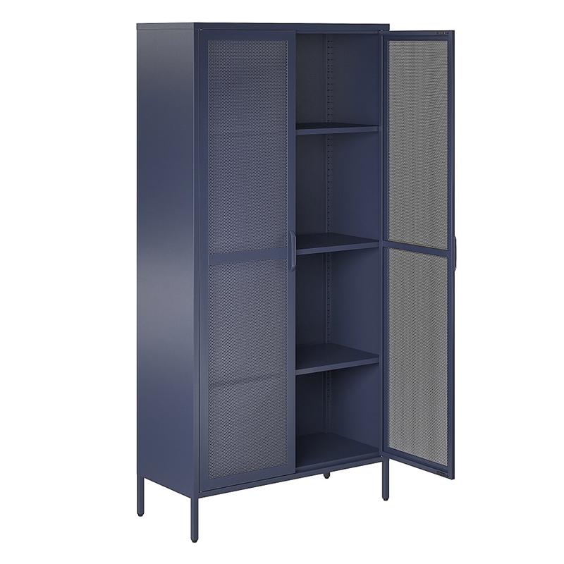 Novogratz Channing 2-Doors Tall Storage Cabinet Mesh Metal Locker in Navy