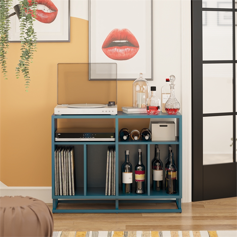 Novogratz Regal Double Wide Record Station in Blue