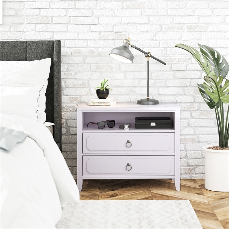 Novogratz Her Majesty 2 Drawer Nightstand in Lavender