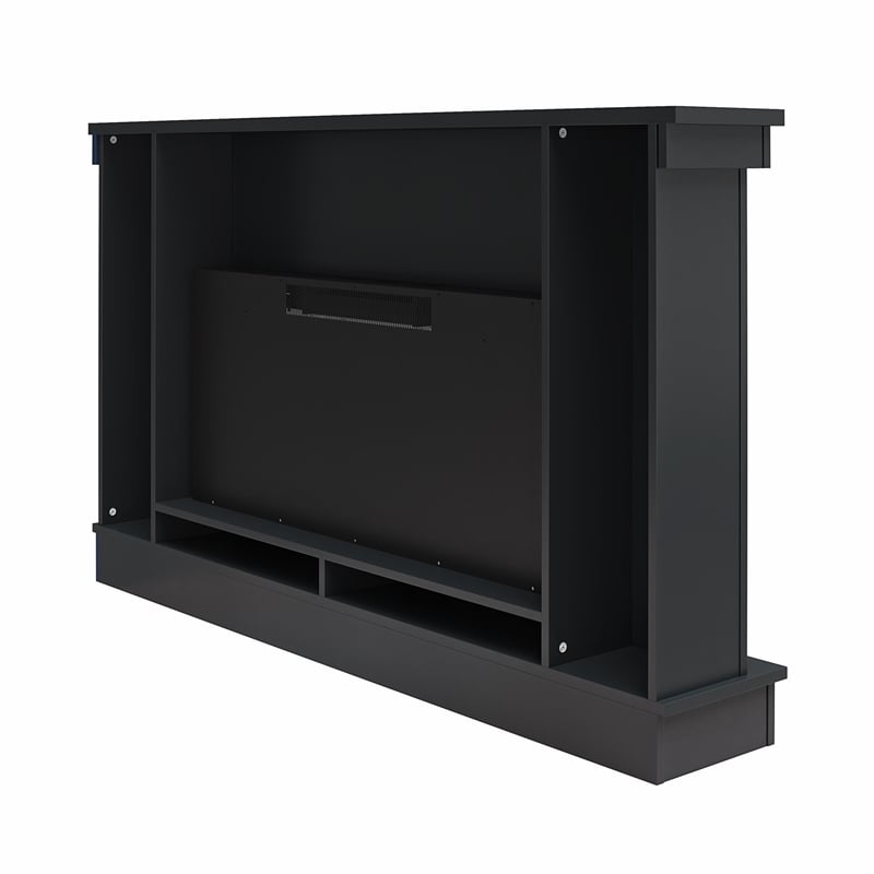 Novogratz Waverly Mantel Electric Fireplace & Crystal Ember Bed in Black