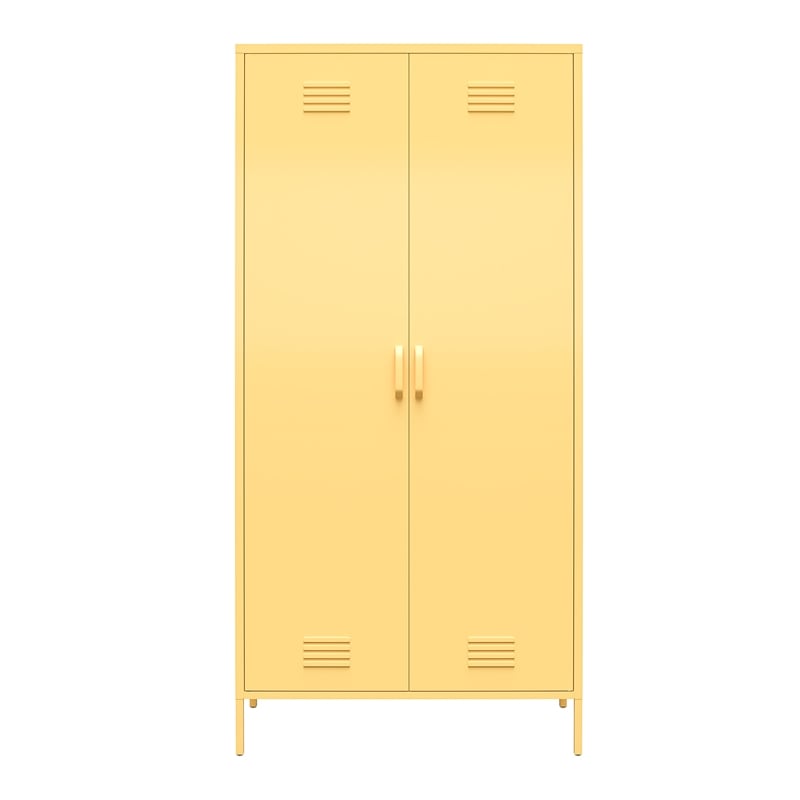 Novogratz 2 Door Tall Metal Locker Style Storage Cabinet in Yellow