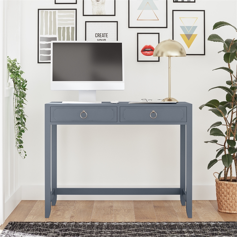 Novogratz Her Majesty 2 Drawer Writing Desk in Blue