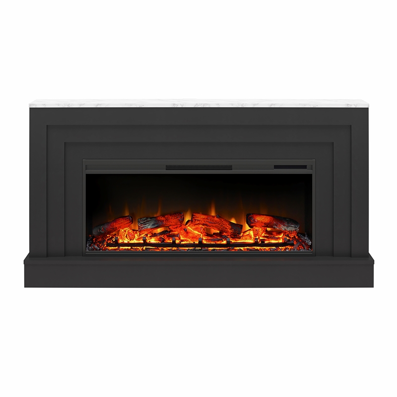 Ameriwood Home Lynnhaven Engineered Wood Electric Fireplace in Black/White