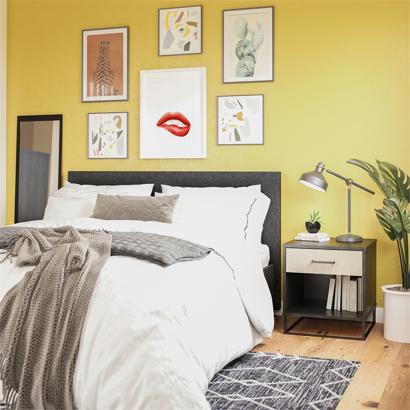 Ameriwood Home Novogratz Kelly Engineered Wood Nightstand in Black Oak