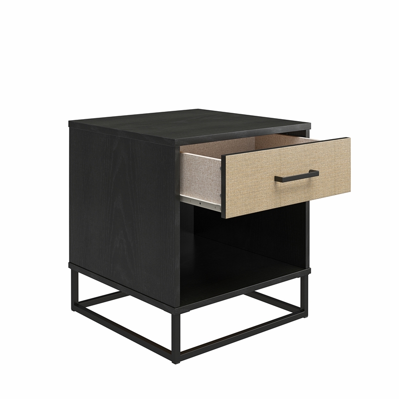 Ameriwood Home Novogratz Kelly Engineered Wood Nightstand in Black Oak