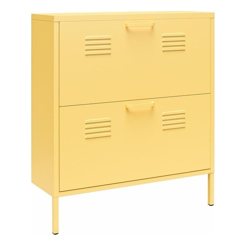 Ameriwood Home Novogratz Cache 2-Door Metal Shoe Storage Cabinet in Yellow