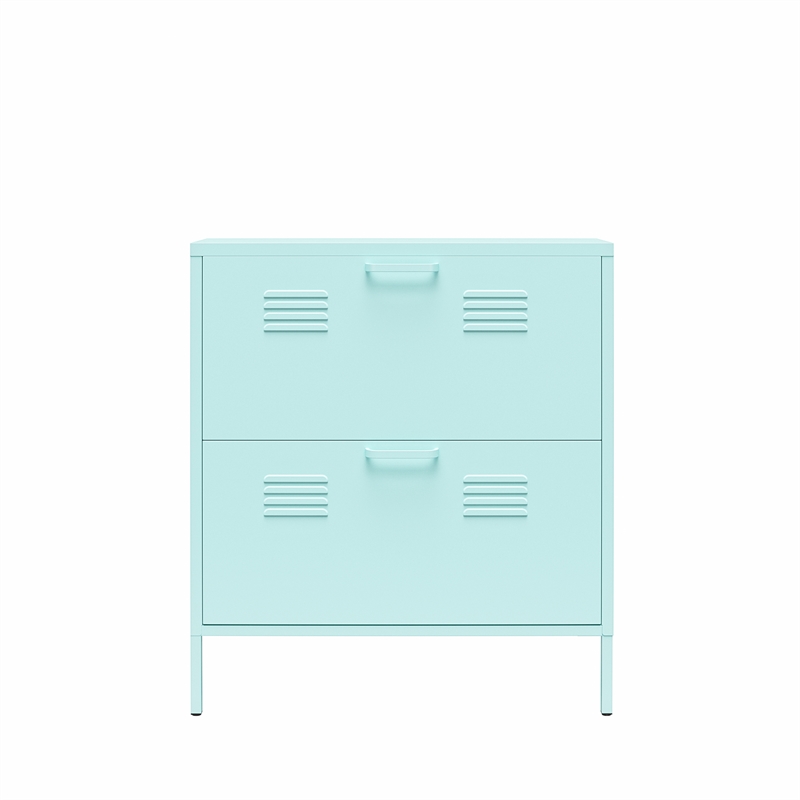 Ameriwood Home Novogratz Cache 2-Door Metal Shoe Storage Cabinet in Mint