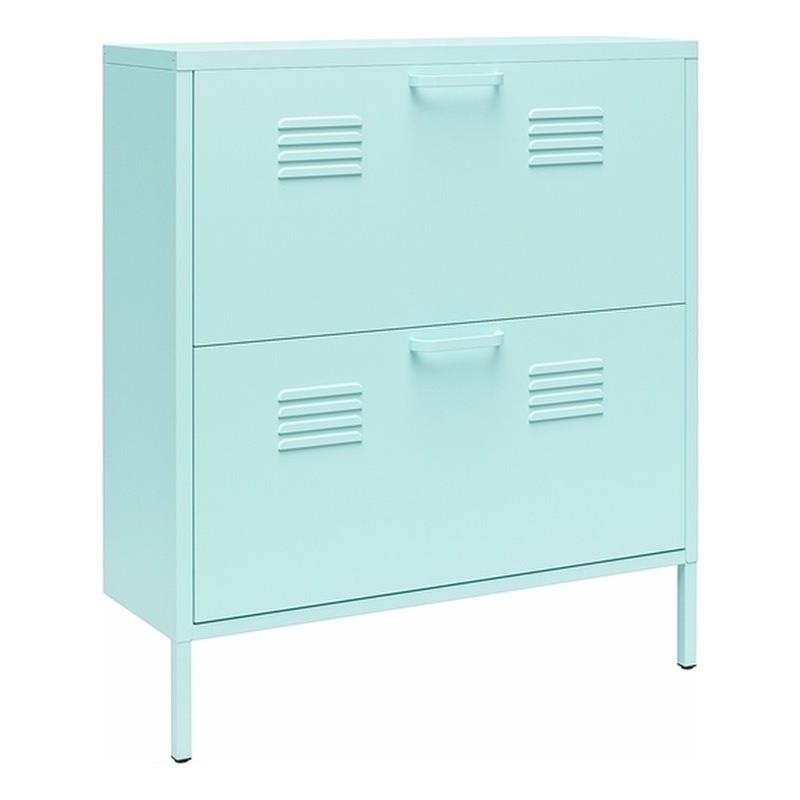 Ameriwood Home Novogratz Cache 2-Door Metal Shoe Storage Cabinet in Mint