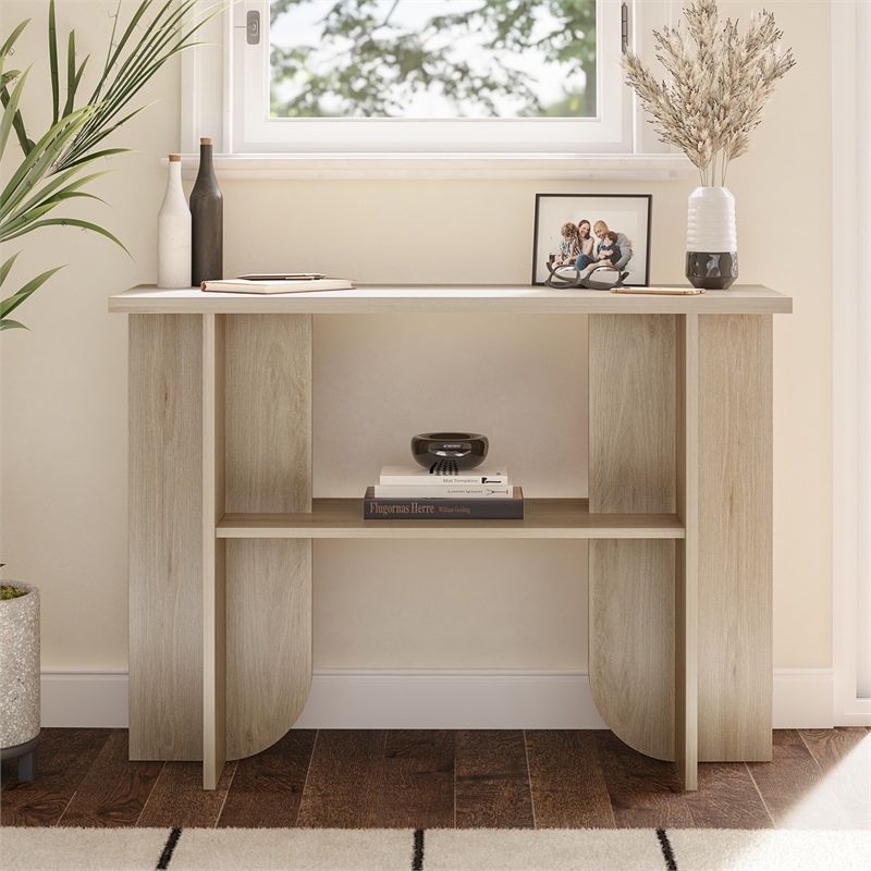 Ameriwood Home Engineered Wood Novogratz Voler Console Table in Light Oak