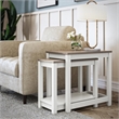 Ameriwood Home Chapel Hill Rustic Farmhouse 2 Nesting Tables - White w/Brown Oak