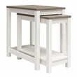Ameriwood Home Chapel Hill Rustic Farmhouse 2 Nesting Tables - White w/Brown Oak
