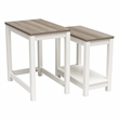 Ameriwood Home Chapel Hill Rustic Farmhouse 2 Nesting Tables - White w/Brown Oak