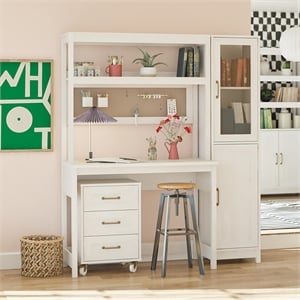 Mr.Kate Tess Standing Desktop/Workstation w/Modular Storage Options - Ivory Oak