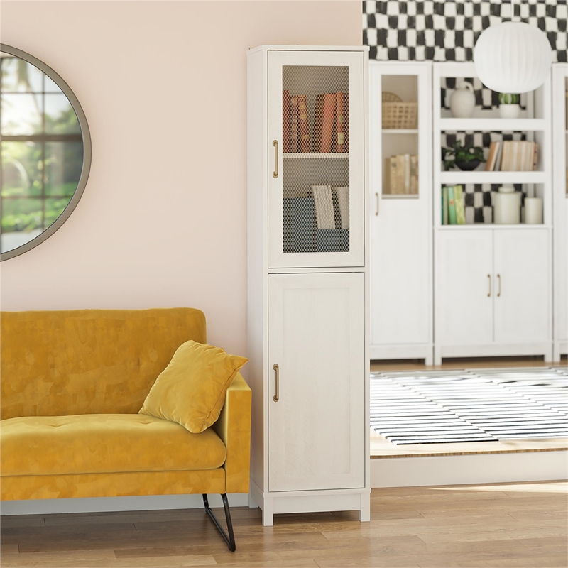 Mr.Kate Tess 2-Door Storage Cabinet w/Modular Storage Options - Ivory Oak