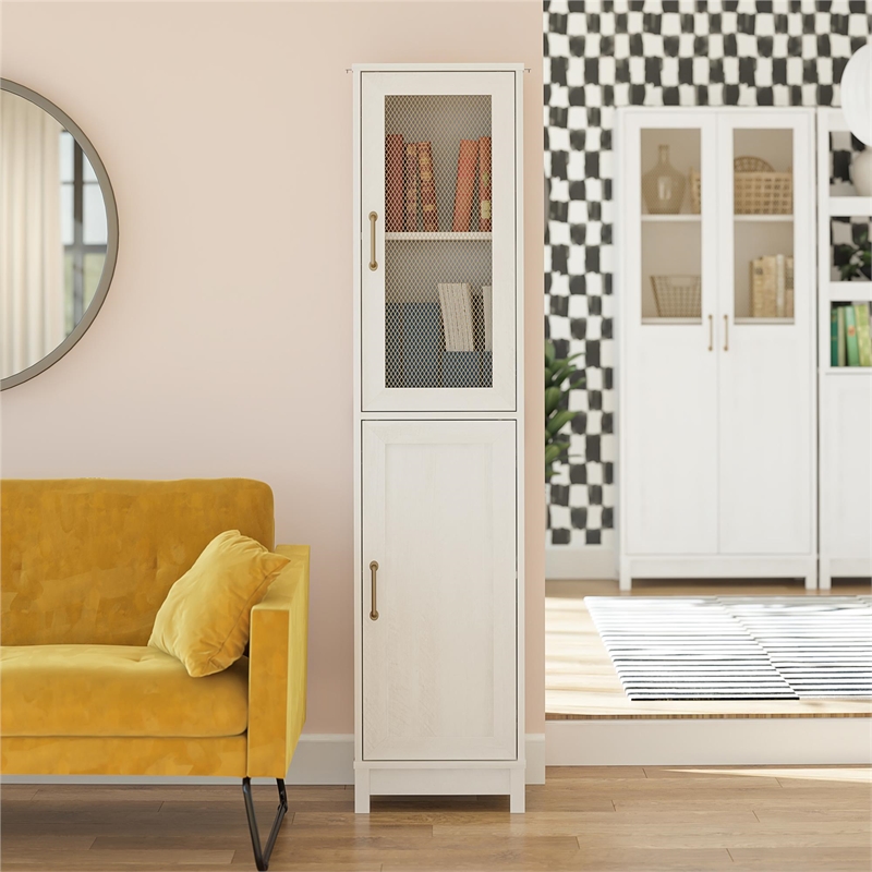 Mr.Kate Tess 2-Door Storage Cabinet w/Modular Storage Options - Ivory Oak