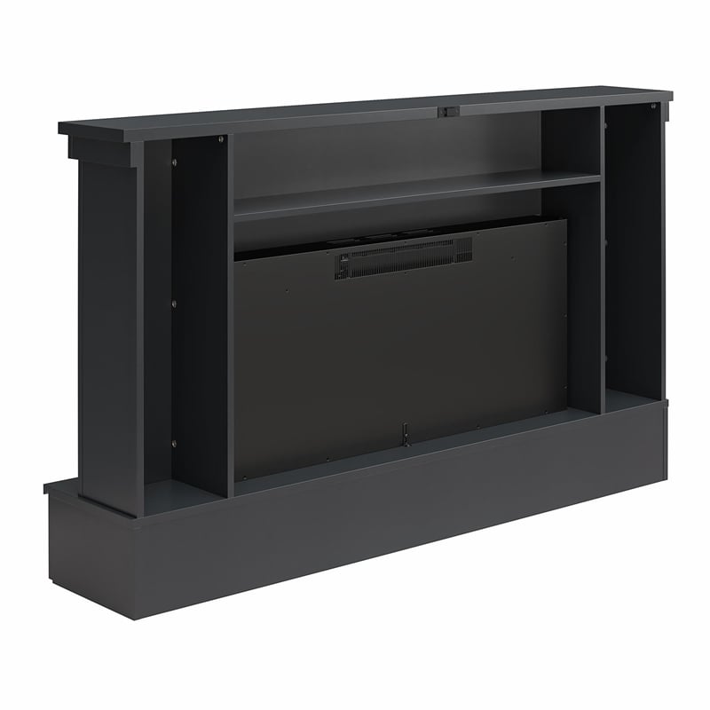Ameriwood Home Hathaway Wide Shiplap Mantel w/Electric Fireplace in Black