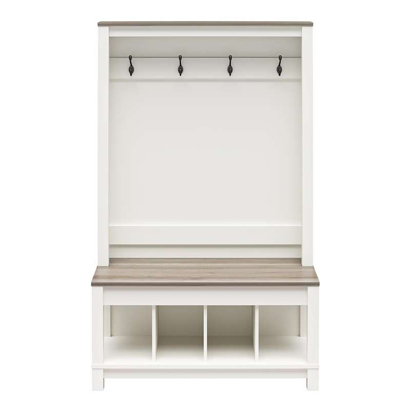 Ameriwood Home Chapel Hill Rustic Farmhouse Entryway Tree - White w/Brown Oak