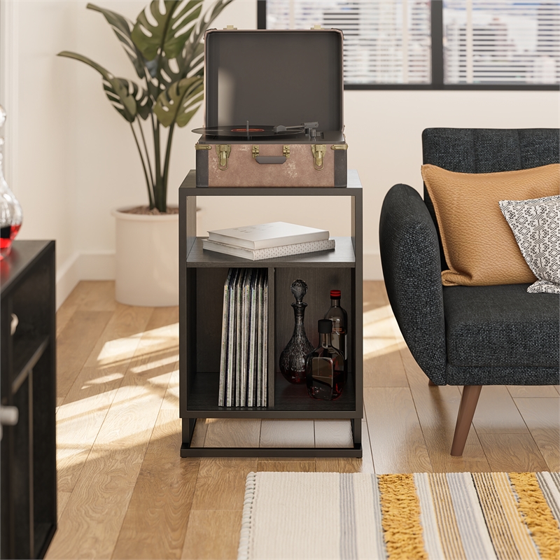 Novogratz Regal Turntable Stand / End Table in Black Oak